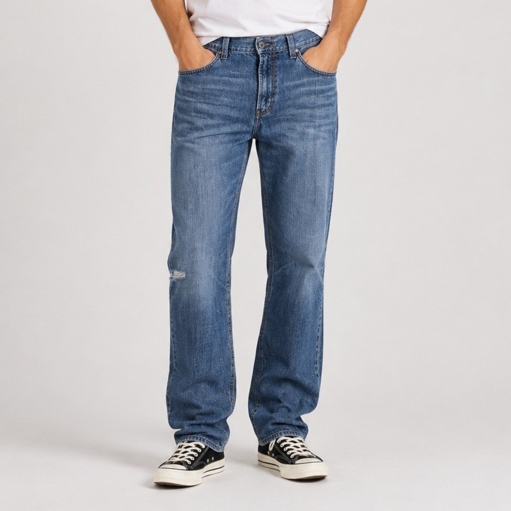 Levis 514 Slim Straight Jeans Mens 34x34 Medium Wash Flap Pocket Denim Blue